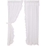 Muslin Ruffled Bleached White Panel Set of 4 84x40