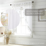 Muslin Ruffled Bleached White Prairie Short Panel Set of 4 63x36x18
