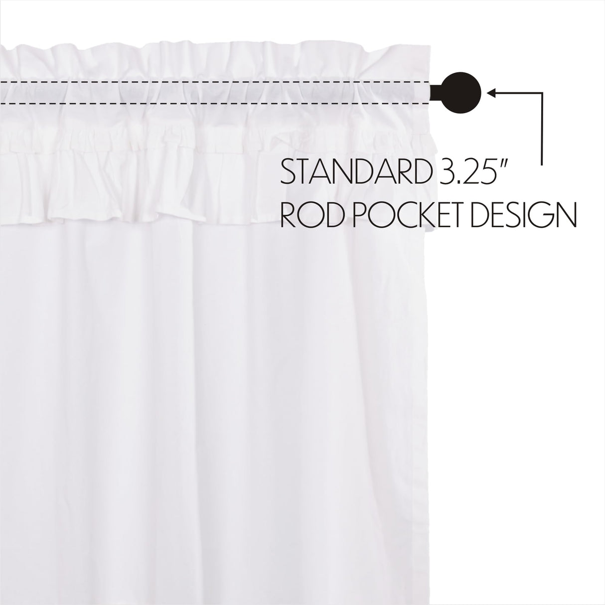 Muslin Ruffled Bleached White Short Panel Set of 4 63x36
