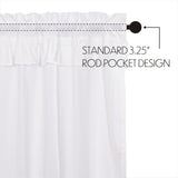 Muslin Ruffled Bleached White Short Panel Set of 4 63x36