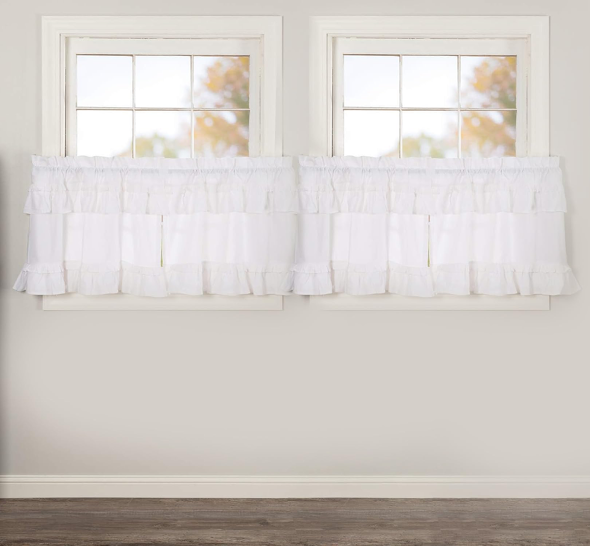 Muslin Ruffled Bleached White Tier Set of 4 L24xW36