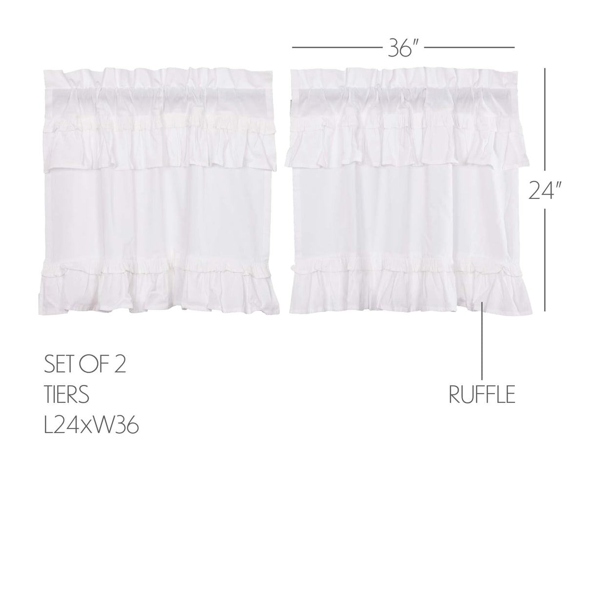 Muslin Ruffled Bleached White Tier Set of 4 L24xW36