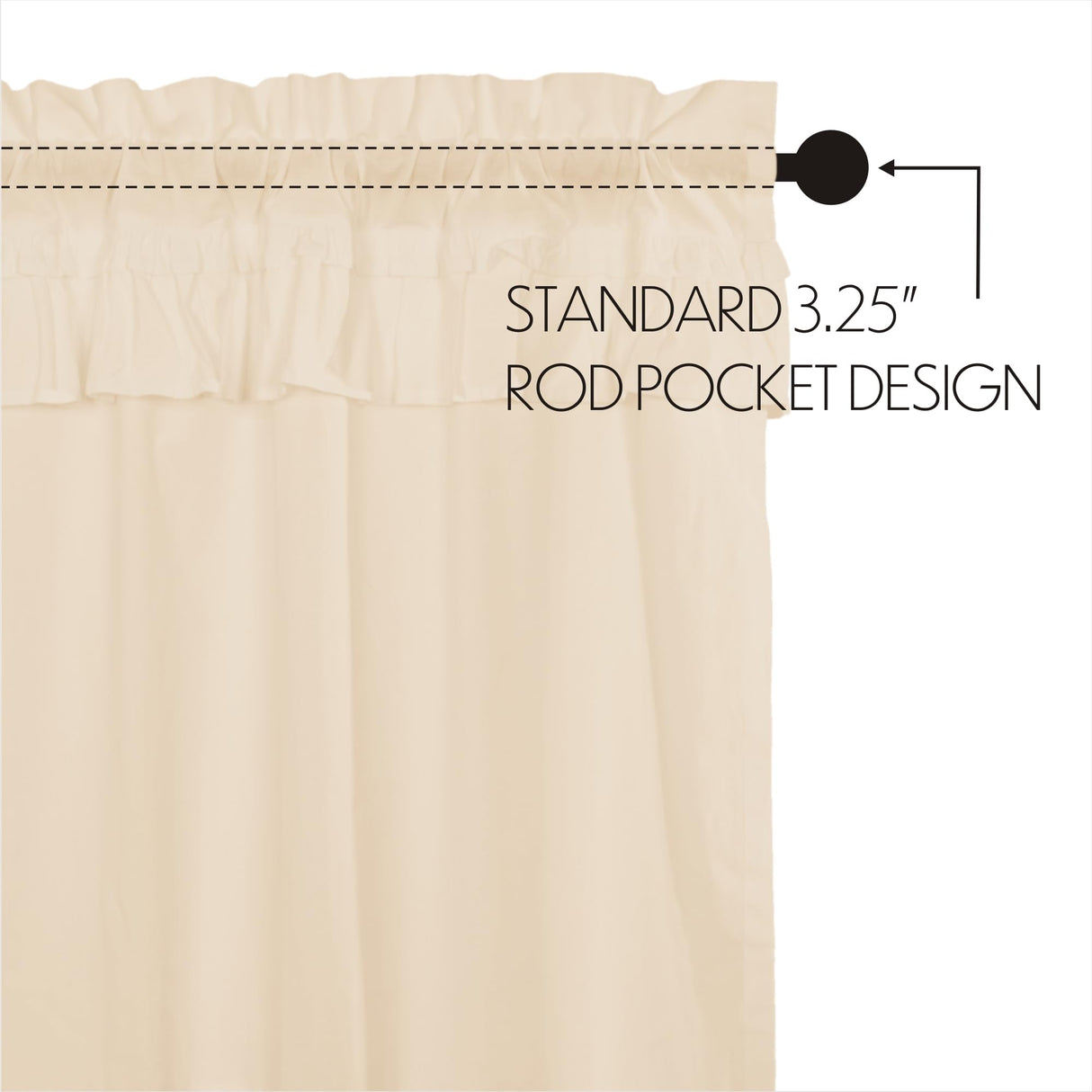 Muslin Ruffled Unbleached Natural Panel Set of 4 84x40