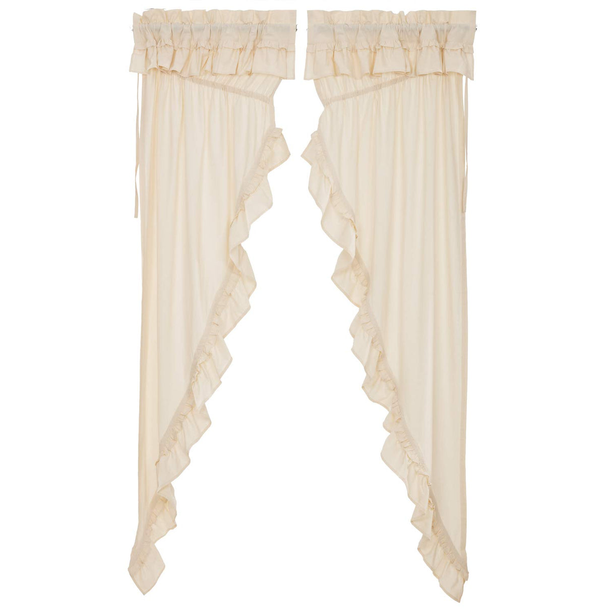 Muslin Ruffled Unbleached Natural Prairie Long Panel Set of 4 84x36x18