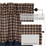 Navy Check Scalloped Layered Valance Set of 2 16x72