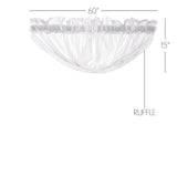 White Ruffled Sheer Balloon Valance Set of 2 15x60