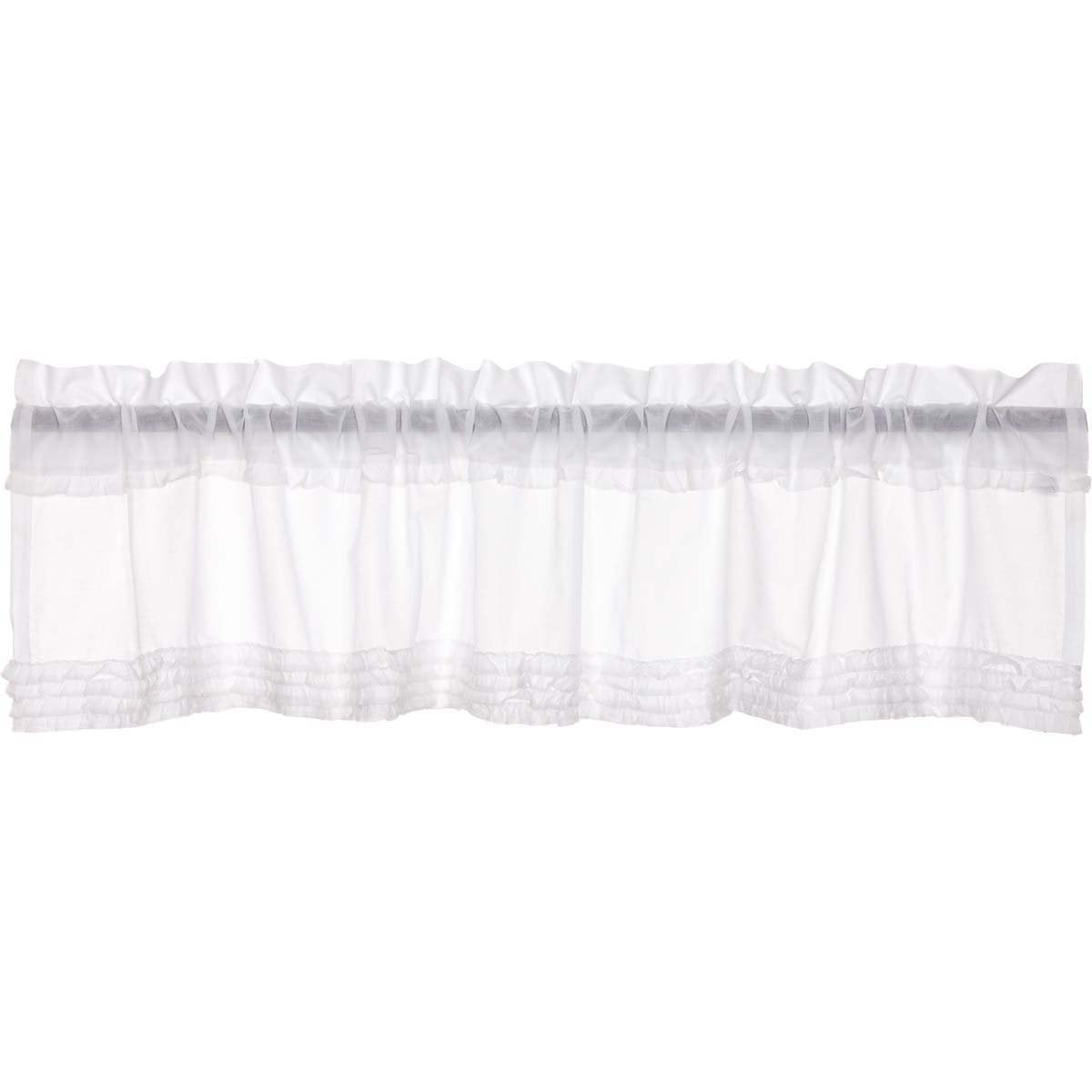 White Ruffled Sheer Valance Set of 2 16x72