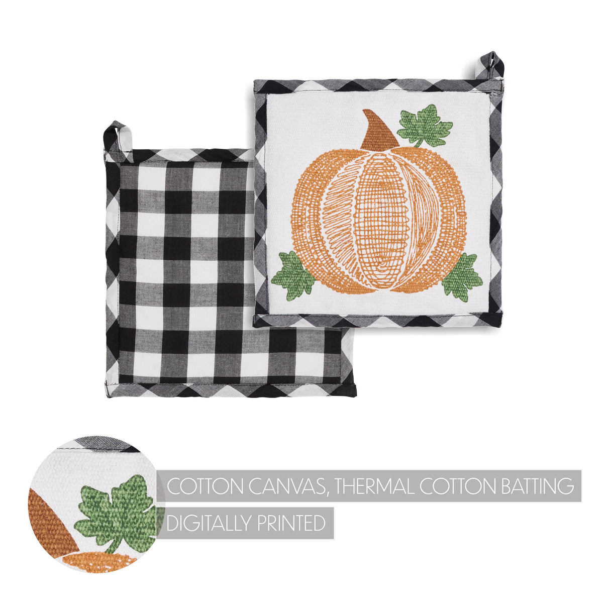Annie Black Check Pumpkin Trivet 8x8