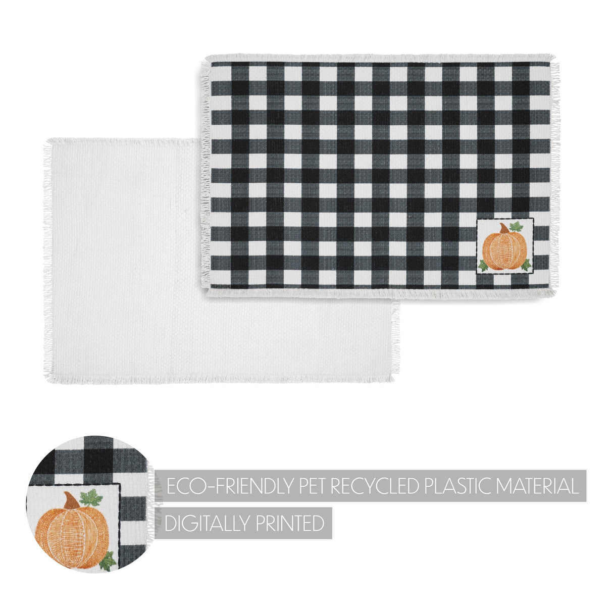 Annie Black Check Pumpkin Placemat Set of 2 13x19, 6 Pack 12 Pack