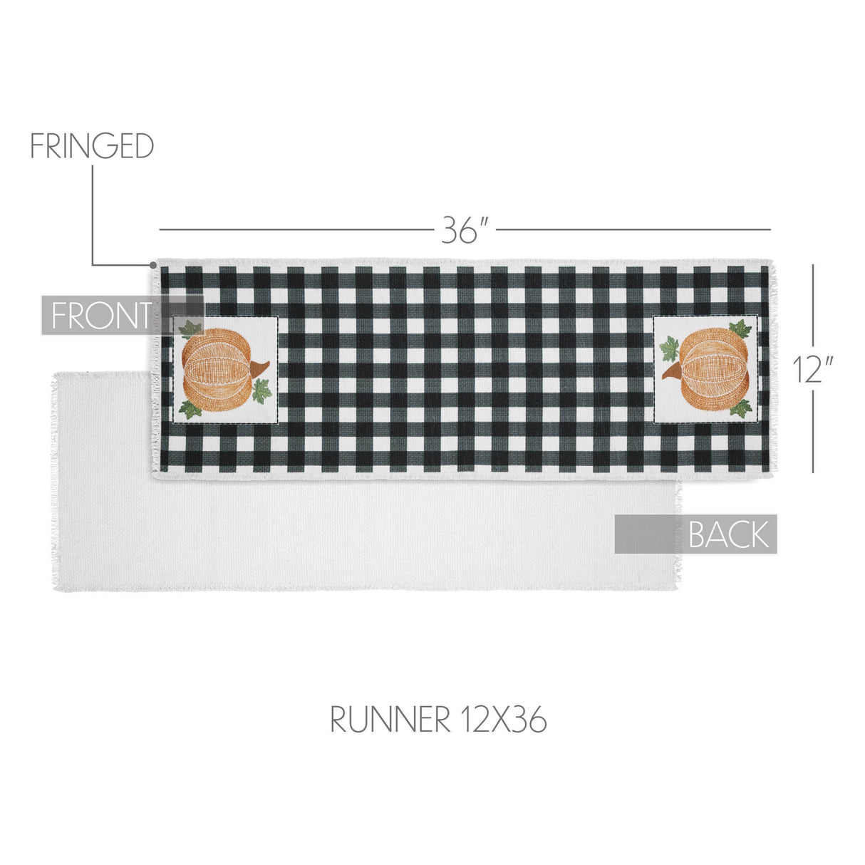 Annie Black Check Pumpkin Runner
