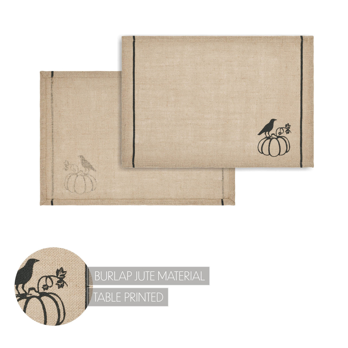 Raven Harvest Burlap Jute Placemat Set of 2 13x19, 3 Pack 6 Pack