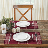 Eston Burgundy Tan Plaid Placemat Set of 2 13x19, 4 Pack