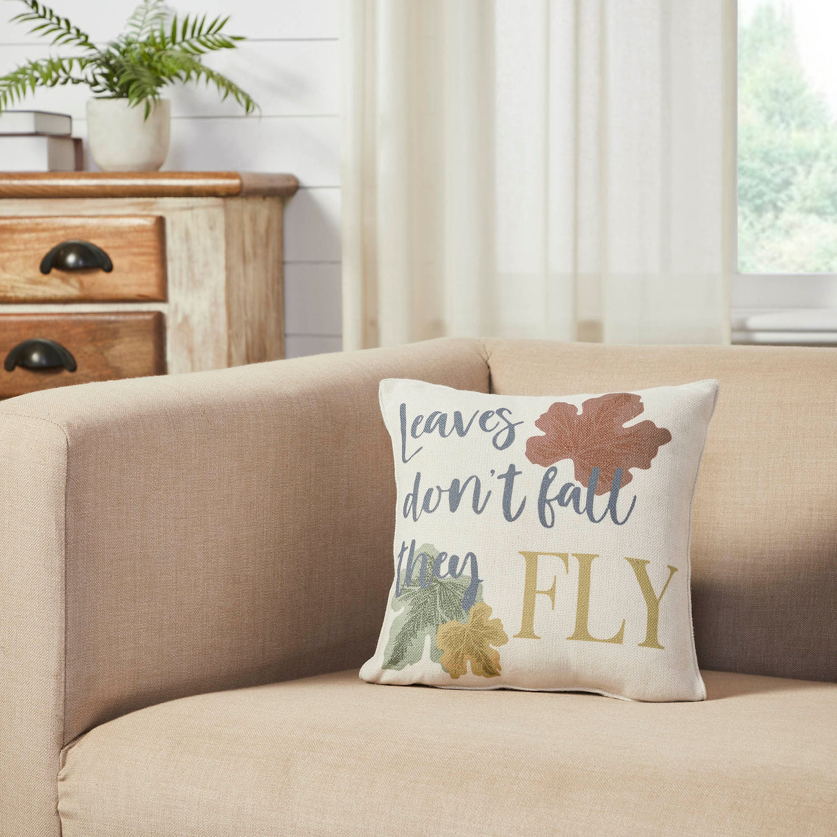Bountifall Leaves Fly Pillow 12x12