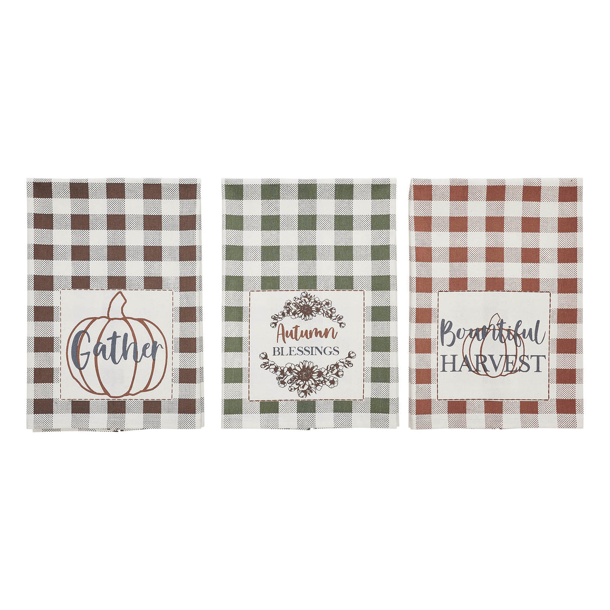 Bountifall Harvest Theme Tea Towels Set of 3 19x28