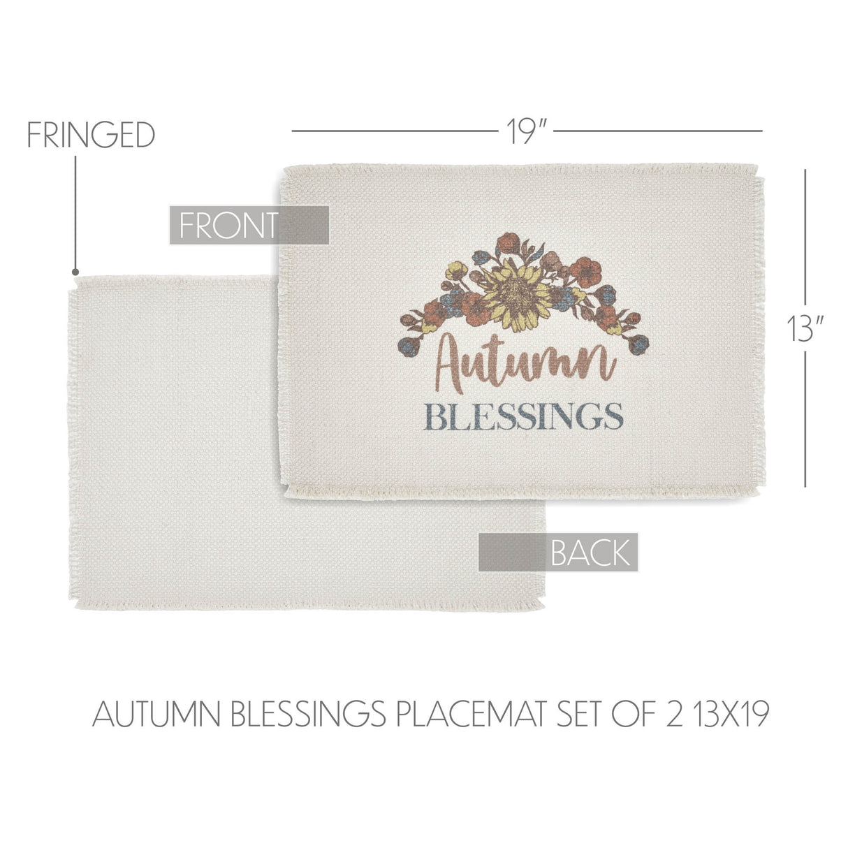 Bountifall Autumn Blessings Placemat Set of 2 13x19, 3 Pack 6 Pack