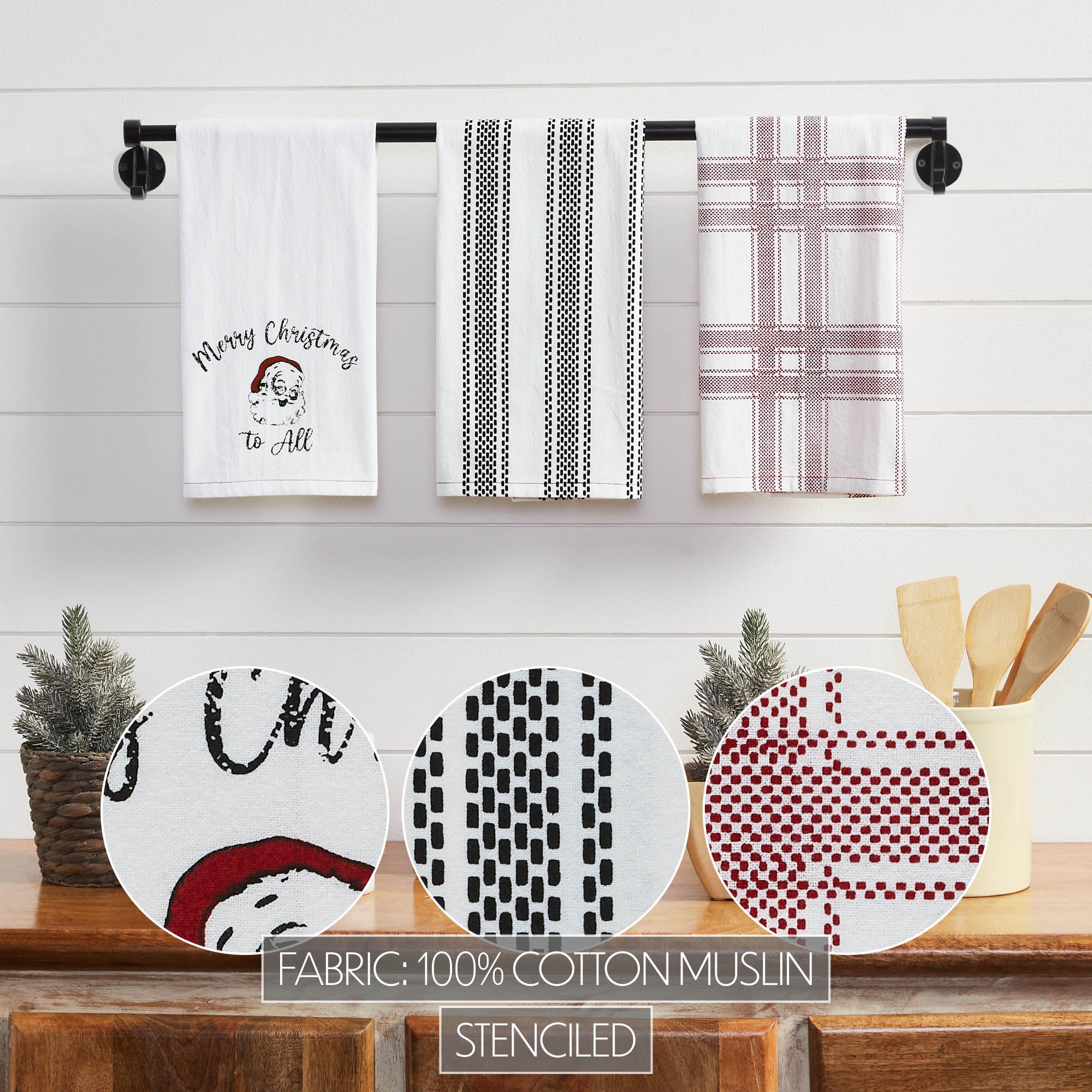StickandShine 16-Piece Tea Towel Set - Checkered Cotton Kitchen Towels 40x64 Cm - Modern Multi-Purpose