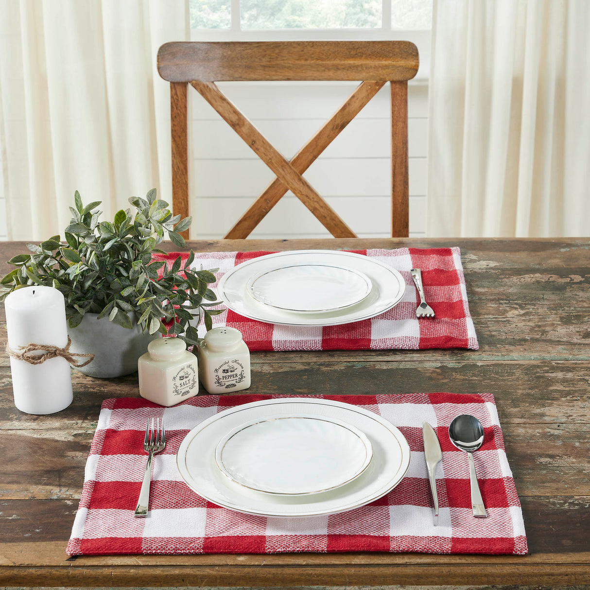 Annie Red Check Placemat Set of 2 13x19, 4 Pack 8 Pack