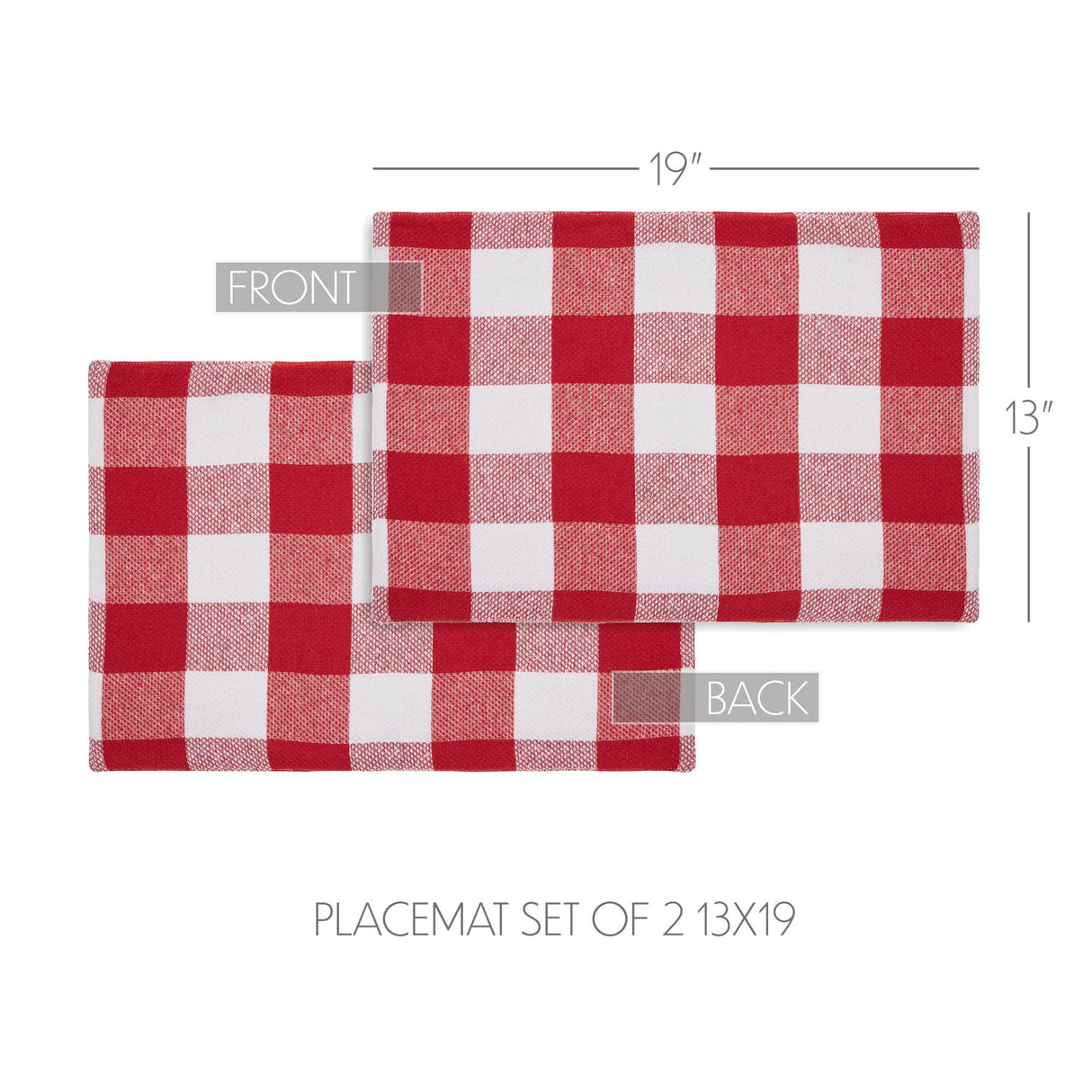 Annie Red Check Placemat Set of 2 13x19, 4 Pack 8 Pack