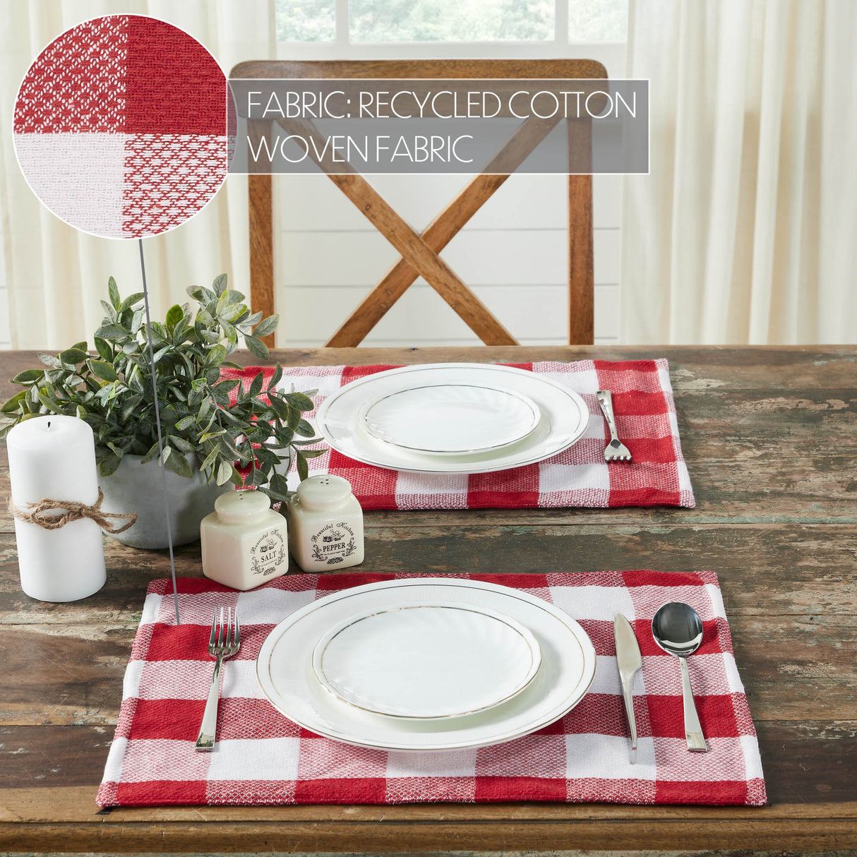 Annie Red Check Placemat Set of 2 13x19, 6 Pack 12 Pack