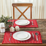 Gallen Red White Placemat Set of 2 Fringed 13x19, 4 Pack 8 Pack