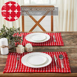 Gallen Red White Placemat Set of 2 Fringed 13x19, 3 Pack 6 Pack