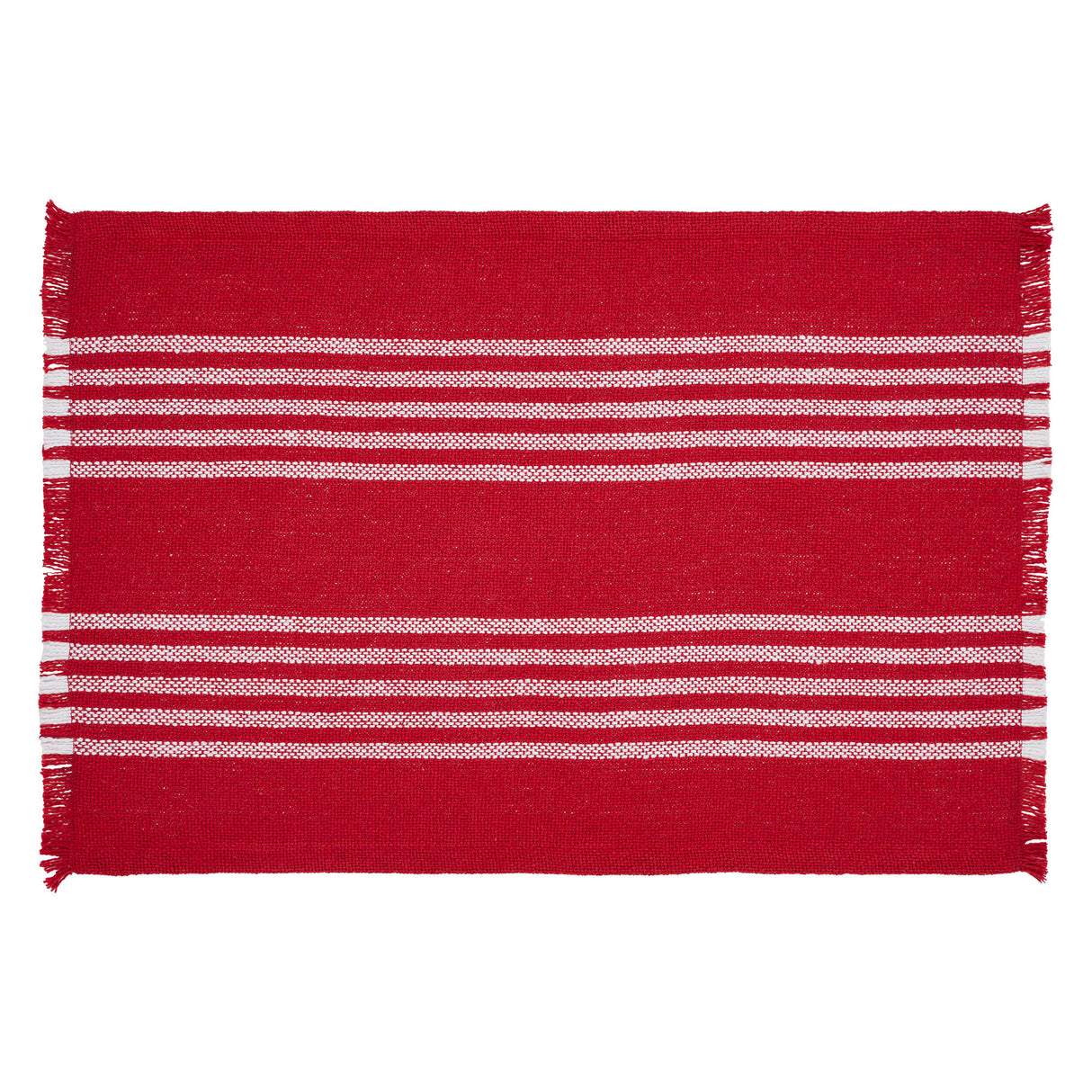 Arendal Red Stripe Placemat Set of 2 Fringed 13x19, 4 Pack