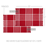 Eston Red White Plaid Placemat Set of 2 Fringed 13x19, 3 Pack 6 Pack