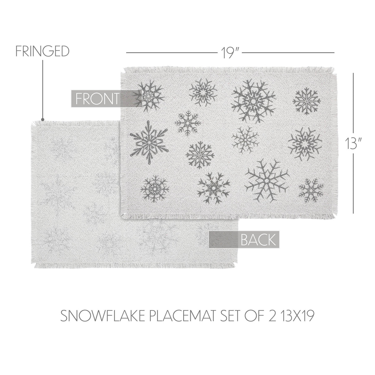 Yuletide Burlap Antique White Snowflake Placemat Set of 2 13x19, 4 Pack