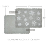 Yuletide Burlap Dove Grey Snowflake Placemat Set of 2 13x19, 3 Pack 6 Pack