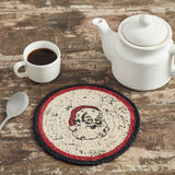 Jolly Ole Santa Jute Trivet 8 inch Diameter, Set of 3