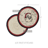 Jolly Ole Santa Jute Trivet 8 inch Diameter, Set of 3