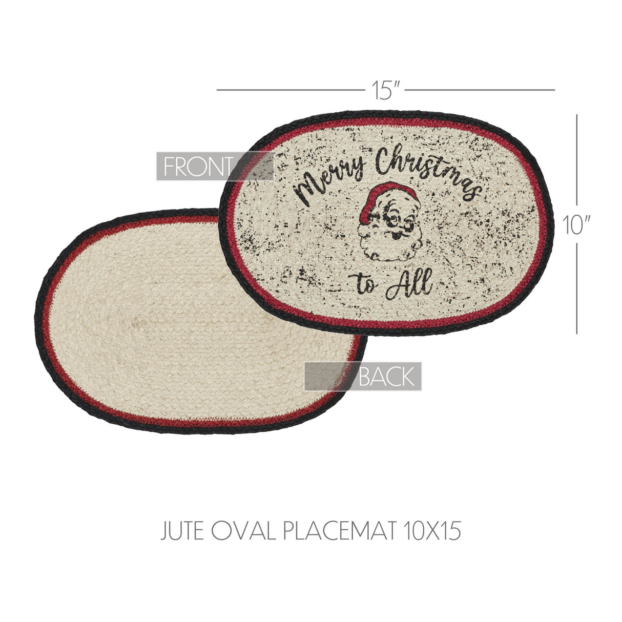 Jolly Ole Santa Jute Oval Placemat 10x15, 12 Pack 12 Pack