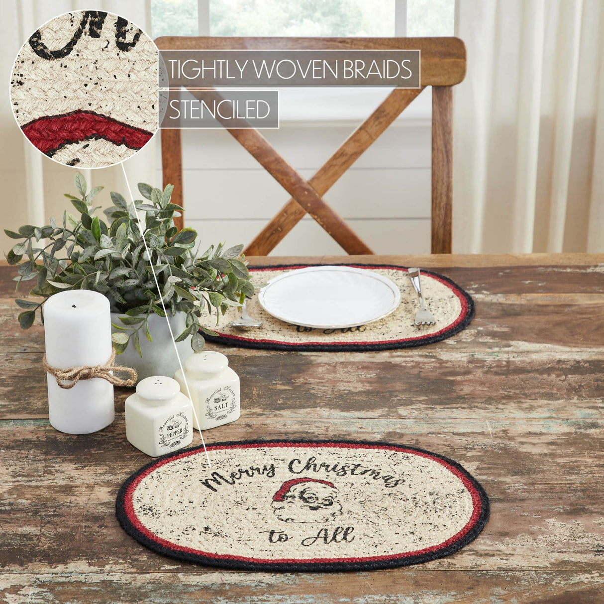 Jolly Ole Santa Jute Oval Placemat 10x15, 12 Pack 12 Pack