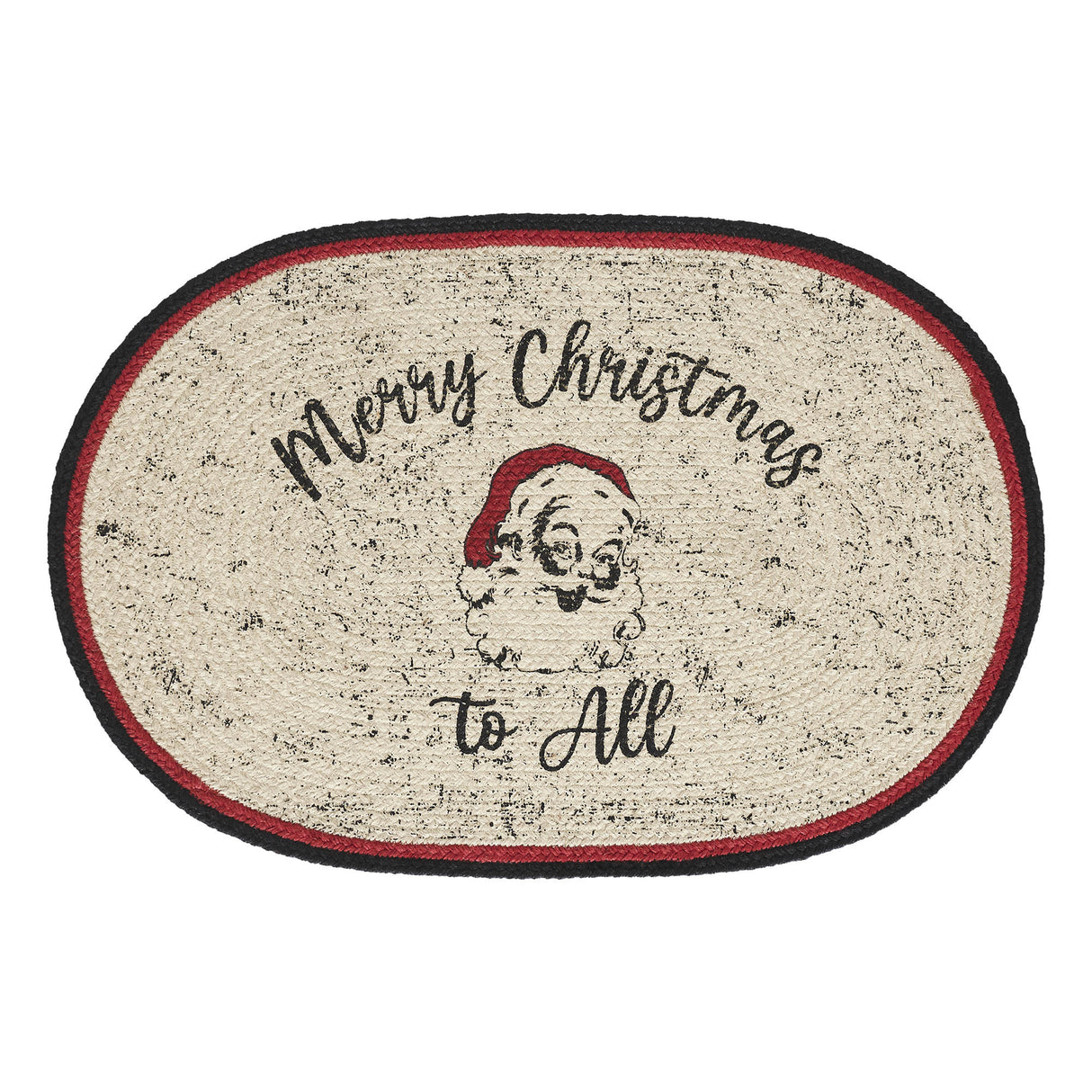 Jolly Ole Santa Jute Oval Placemat 13x19, 6 Pack 6 Pack