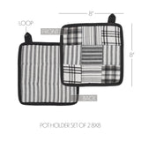 VHC Brands Sawyer Mill Black 4PC Set 2 Oven Mitts and 2 Pot Holders