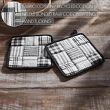VHC Brands Sawyer Mill Black 7PC Set 2 Oven Mitts 2 Pot Holders and 3 Tea Towels