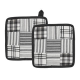 VHC Brands Sawyer Mill Black 7PC Set 2 Oven Mitts 2 Pot Holders and 3 Tea Towels
