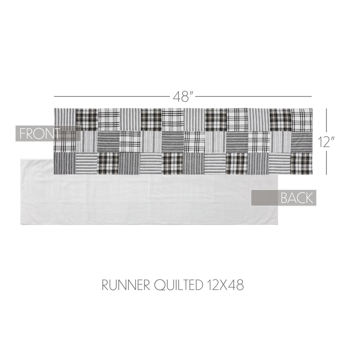 Sawyer Mill Black Runner Quilted 12x48
