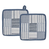 VHC Brands Sawyer Mill Blue 4PC Set 2 Oven Mitts and 2 Pot Holders