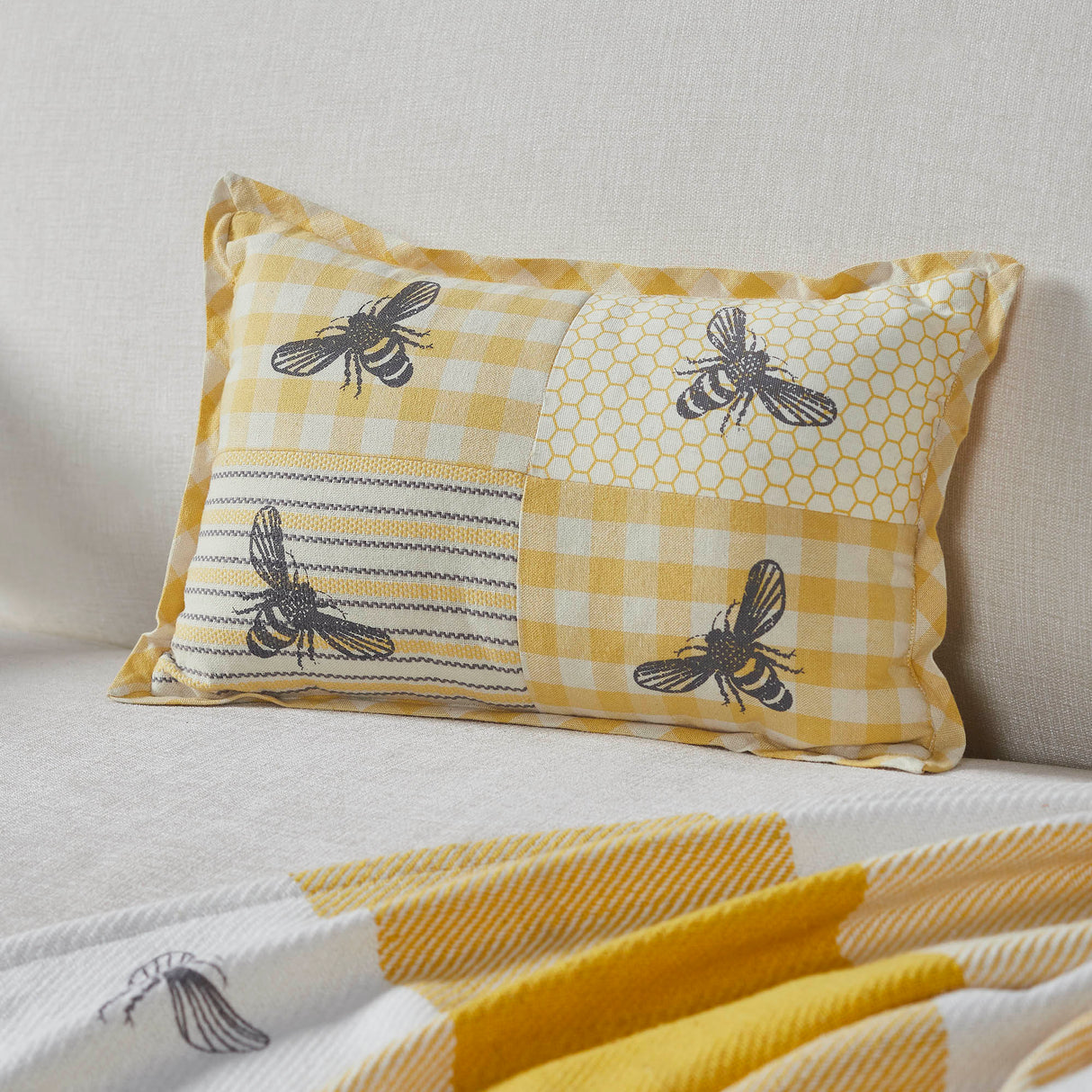 84452-Buzzy-Bees-Patchwork-Bee-Pillow-9.5x14-image-2