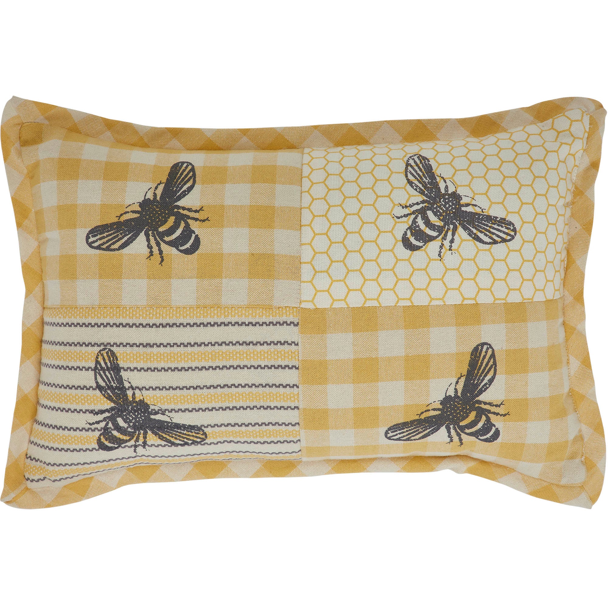 Buzzy Bees Patchwork Bee Pillow 9.5x14 – VHC Brands Home Decor