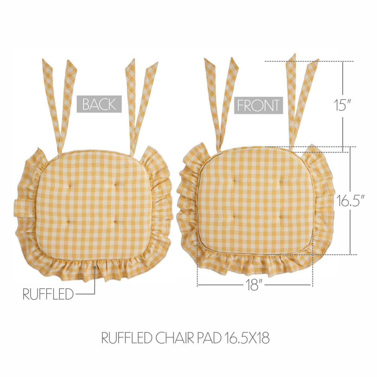 Buzzing Bees Golden Honey Ruffled 16.5x18 Inch Chair Pad