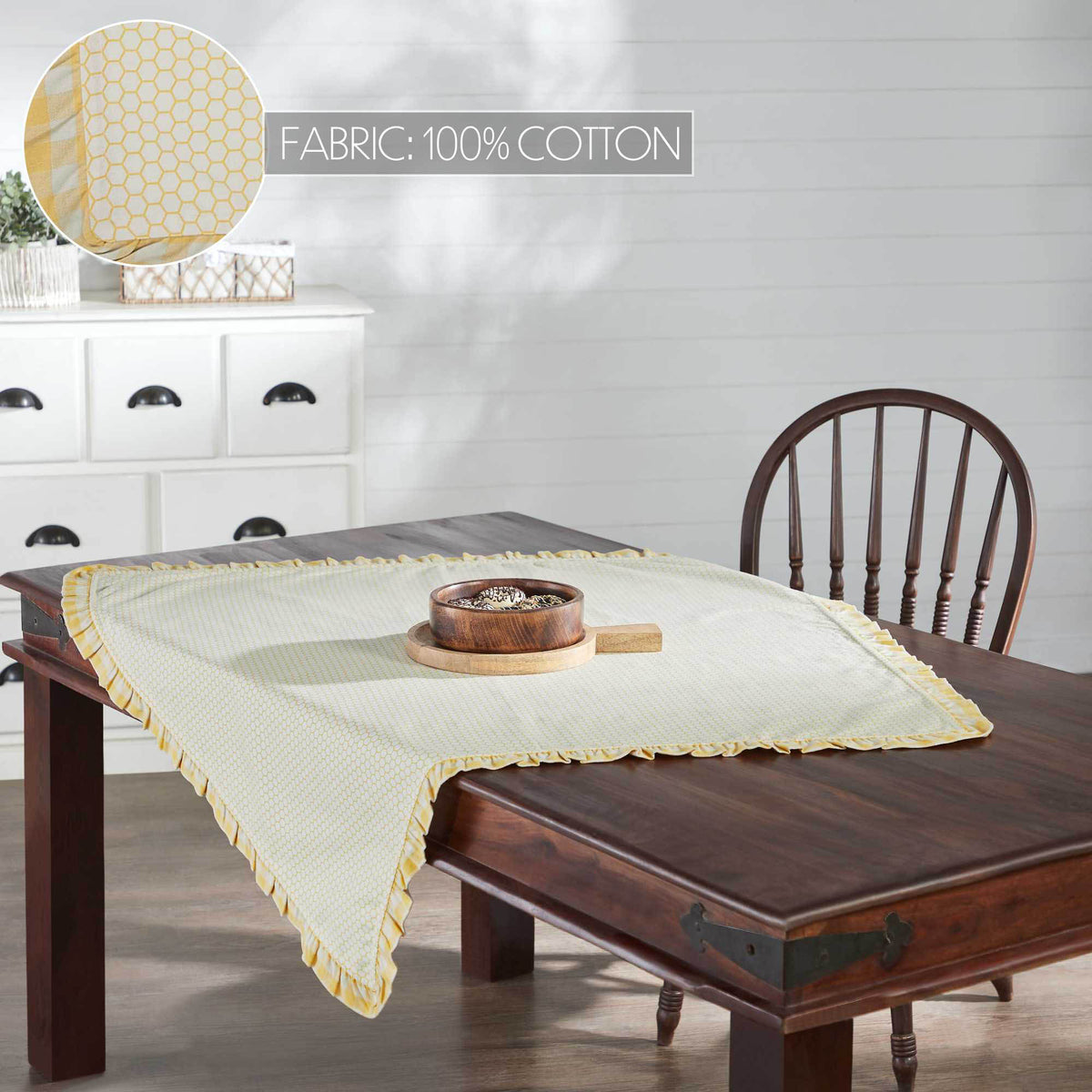 Honeycomb Ruffled Table Topper 40x40 – VHC Brands Home Decor