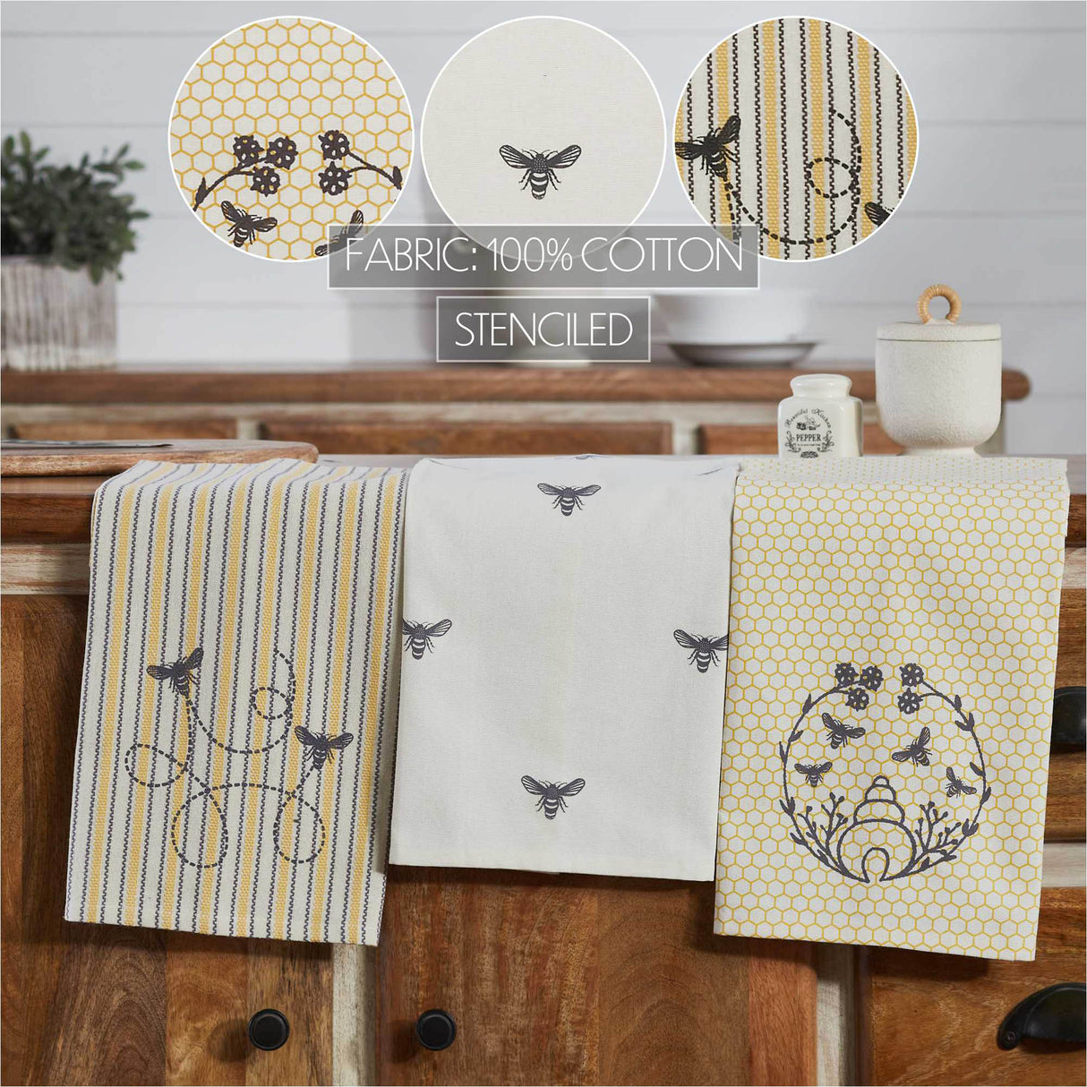 Buzzy Bees Tea Towel Set of 3 19x28