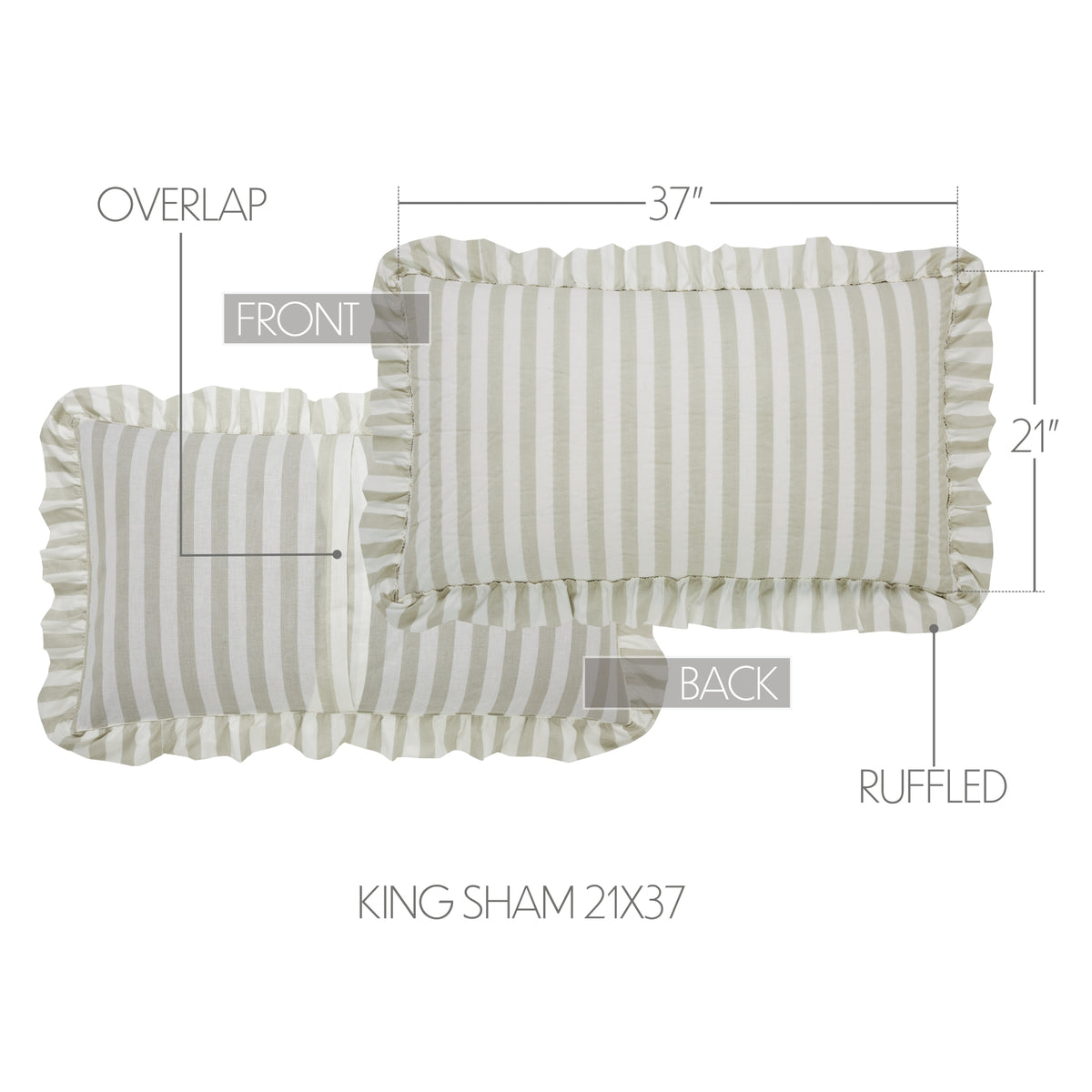 Finders Keepers Ruffled King Sham 21x37, Set of 2