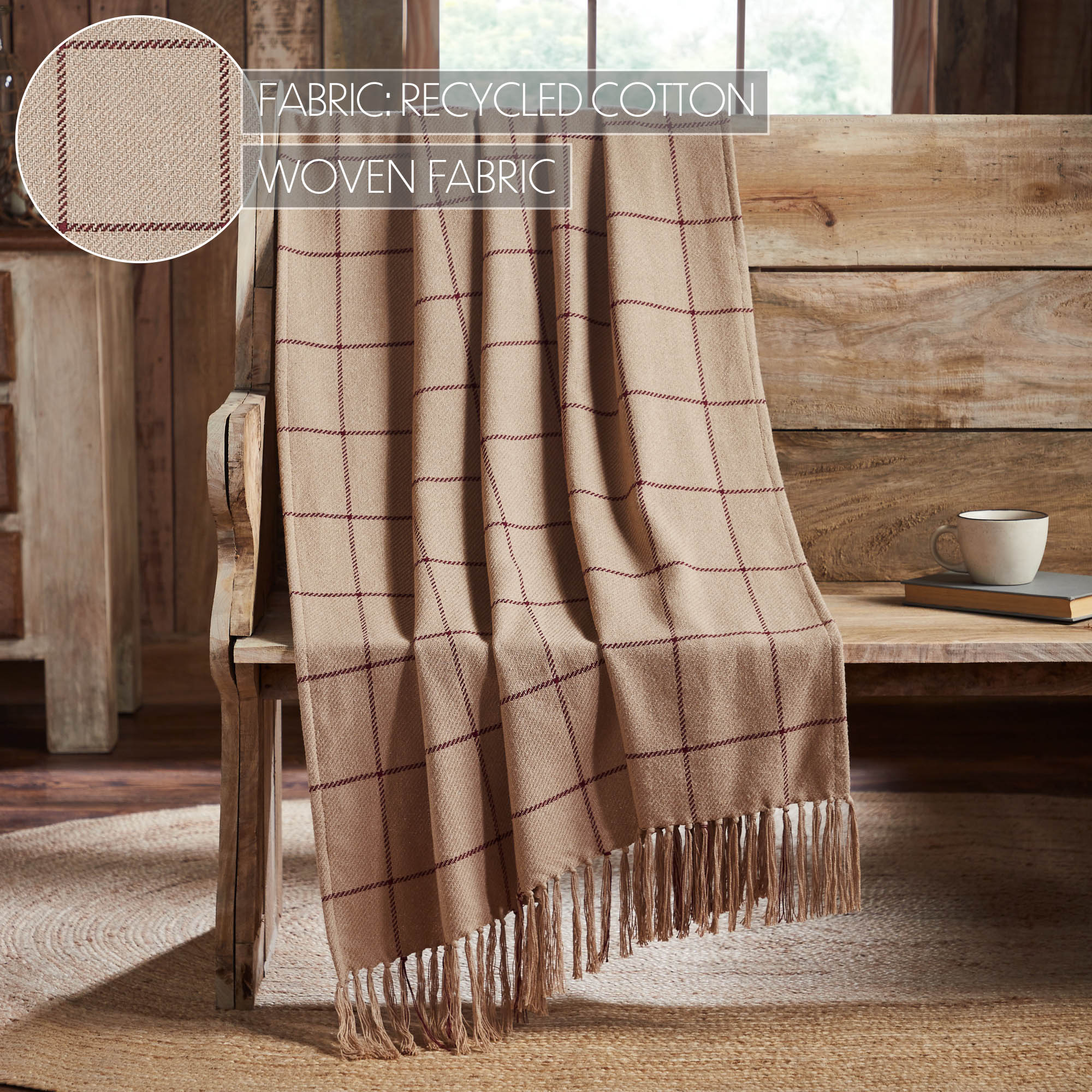 Connell Burgundy Windowpane Woven Throw 50x60 – VHC Brands Home Decor