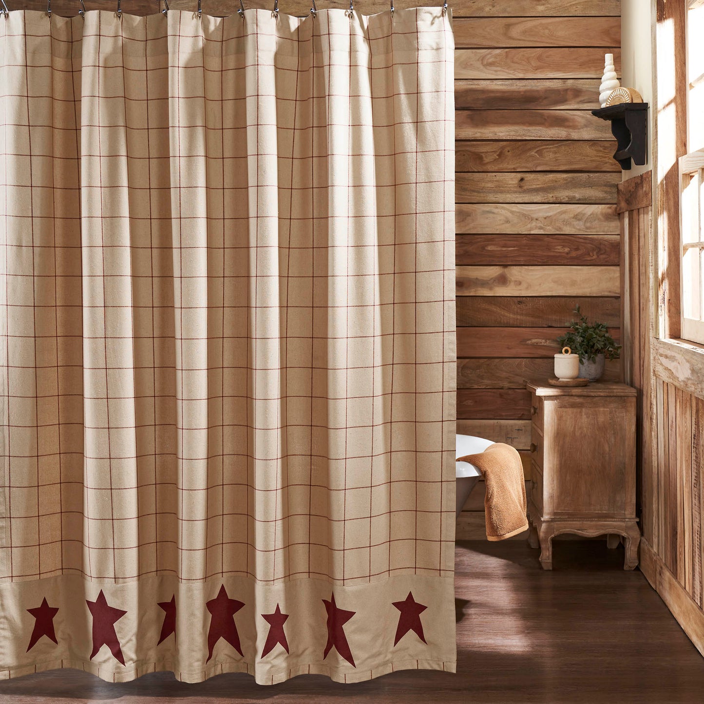 VHC Brands Connell Shower Curtain 72x72, Cotton Bathroom, Bath, Shower ...