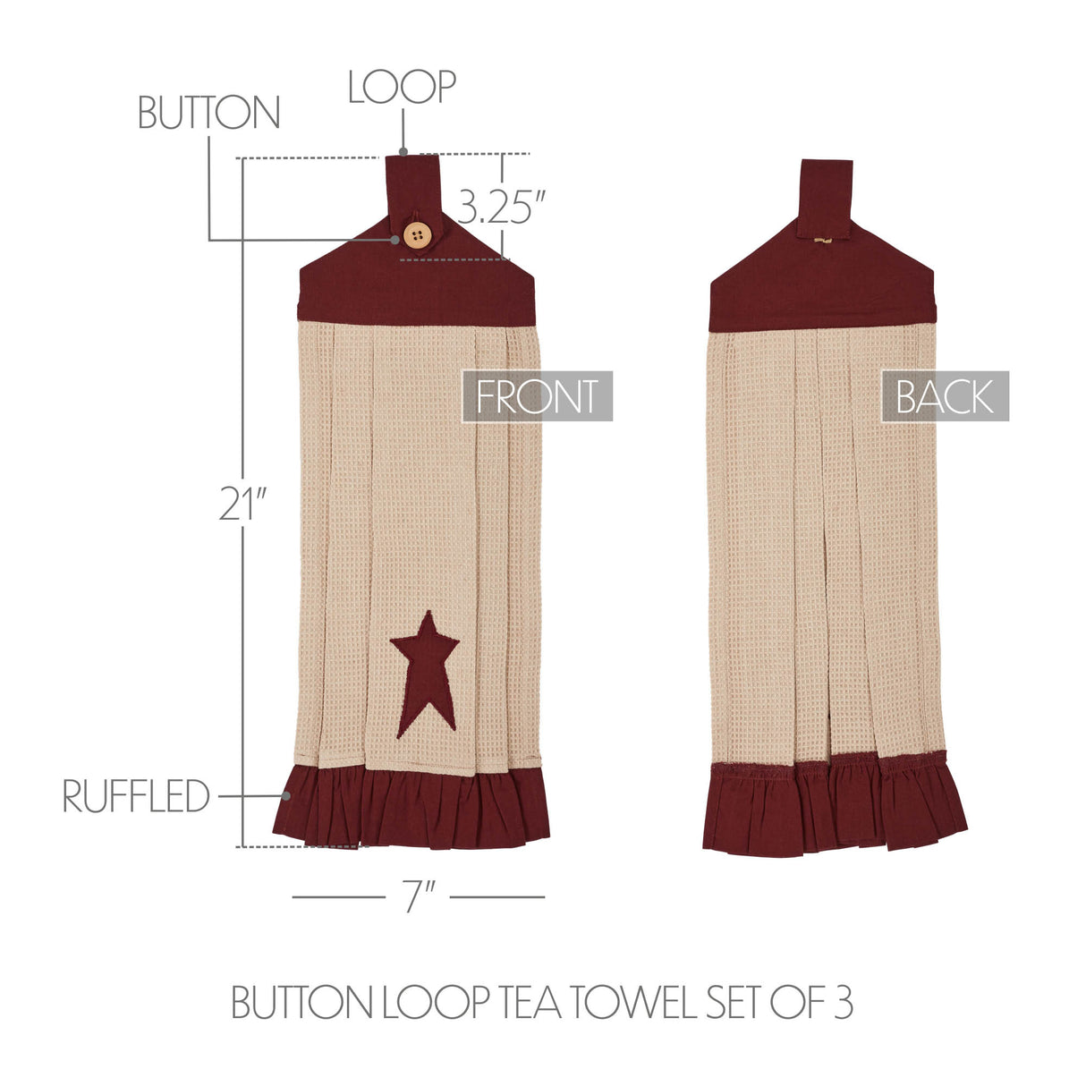 Connell Button Loop Tea Towel Set of 3