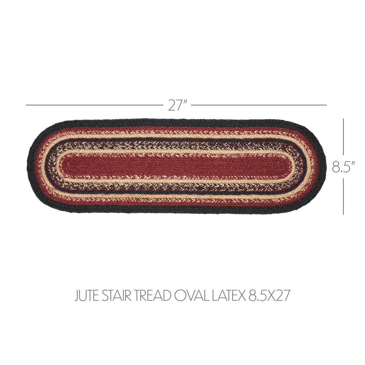 Connell Jute Stair Tread Oval Latex 8.5x27, Set of 7