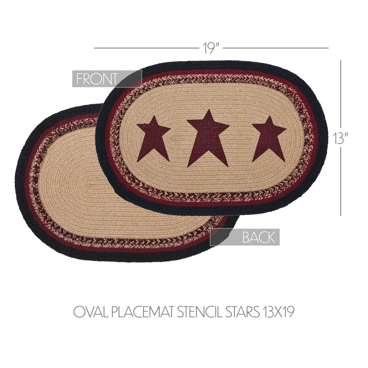 Connell Oval Placemat Stencil Stars 13x19, 4 Pack 4 Pack